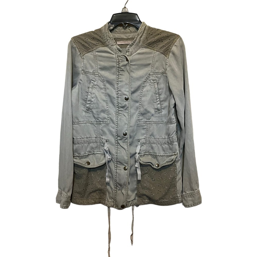 Max Jeans Women’s Snap Front Lace Detail Lightweight Jacket Olive Green Size M